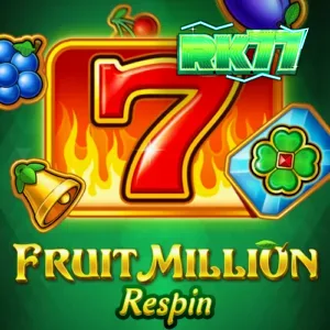 Tampilan visual mesin slot Fruit Million Respin dengan simbol buah klasik dan latar belakang hijau cerah.